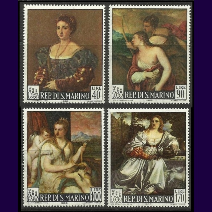 TABLOLAR-1966 SAN MARINO-DAMGASIZ MNH TAM SET