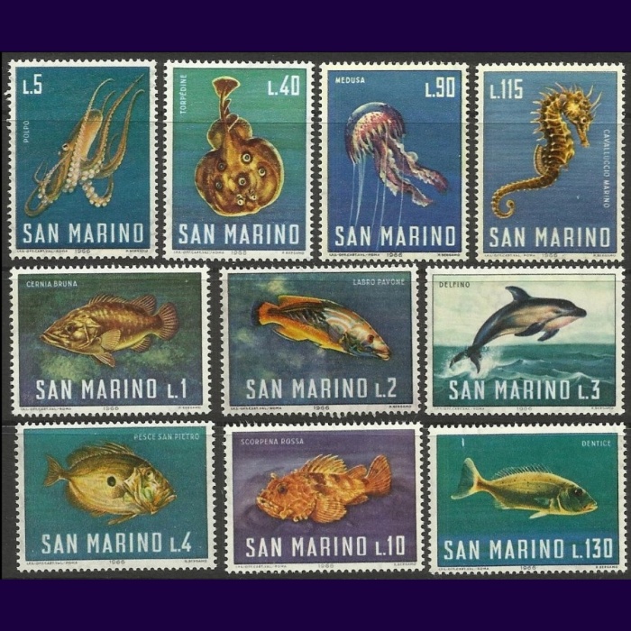 BALIKLAR-1966 SAN MARINO-DAMGASIZ MNH TAM SET