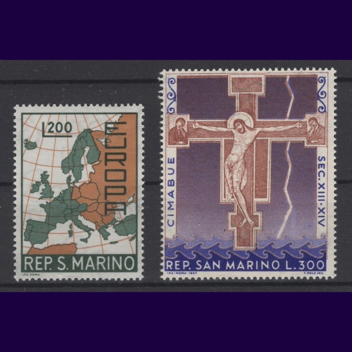 CEPT-TABLOLAR-1967 SAN MARINO-DAMGASIZ MNH TAM SET