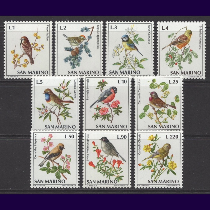 KUŞLAR-1972 SAN MARINO-DAMGASIZ MNH TAM SET