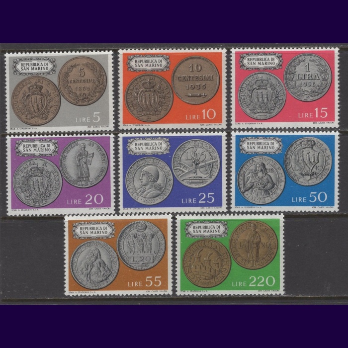 ESKİ MADENİ PARALAR-1972 SAN MARINO-DAMGASIZ MNH TAM SET