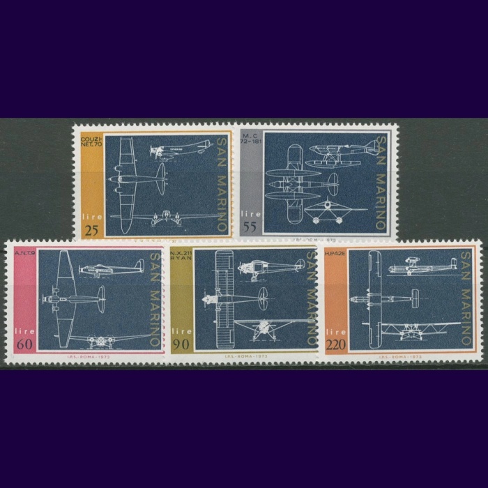 HAVACILIK TARİHİ-1973 SAN MARINO-DAMGASIZ MNH TAM SET