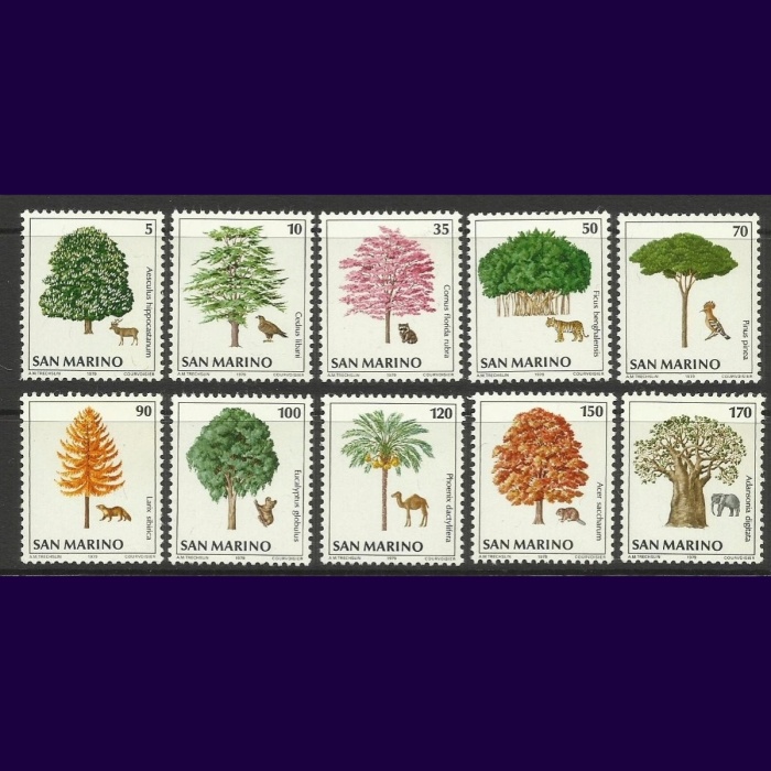 AĞAÇLAR-HAYVANLAR-1979 SAN MARINO-DAMGASIZ MNH TAM SET