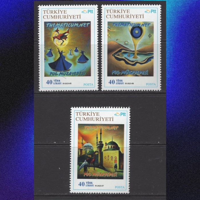 SÜRREALİST TABLOLAR-THEMATICUM KİŞİSEL PUL-2023 TÜRKİYE-DAMGASIZ MNH TAM SET (50 ADET BASILDI)