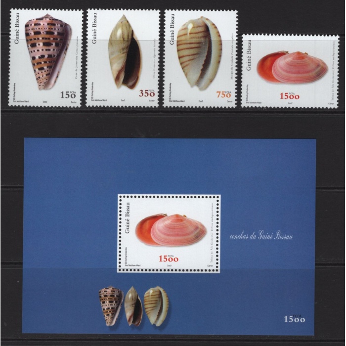 DENİZ KABUKLARI-2002 GİNE BISSAU-DAMGASIZ MNH BLOK + TAM SET