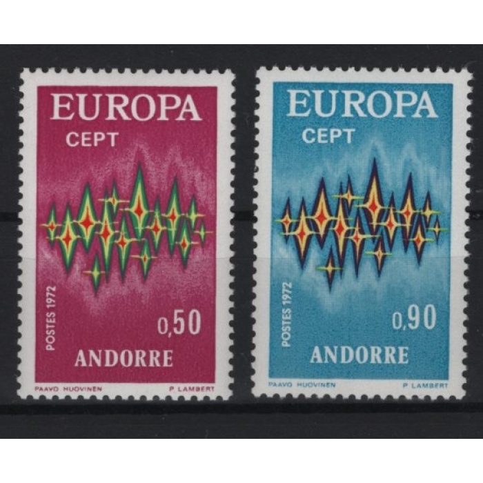 1972 AVRUPA CEPT-FRANSIZ ANDORRA-DAMGASIZ MNH TAM SET-MICHEL KD: 20 EURO