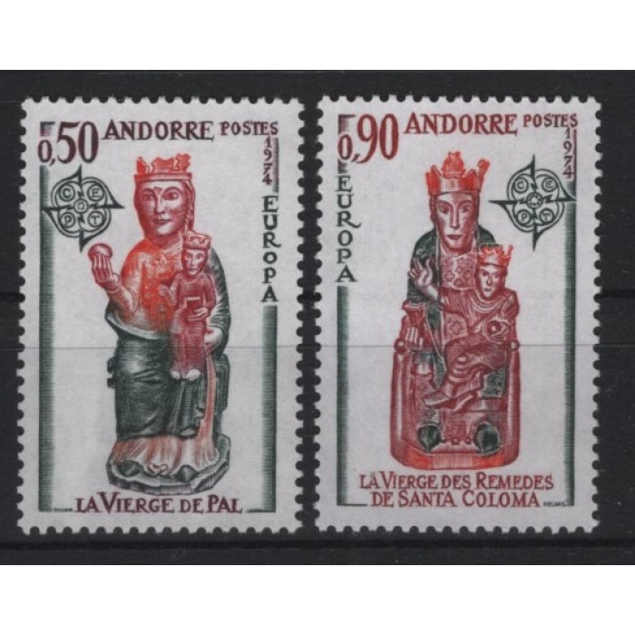 1974 AVRUPA CEPT-FRANSIZ ANDORRA-DAMGASIZ MNH TAM SET-MICHEL KD: 25 EURO