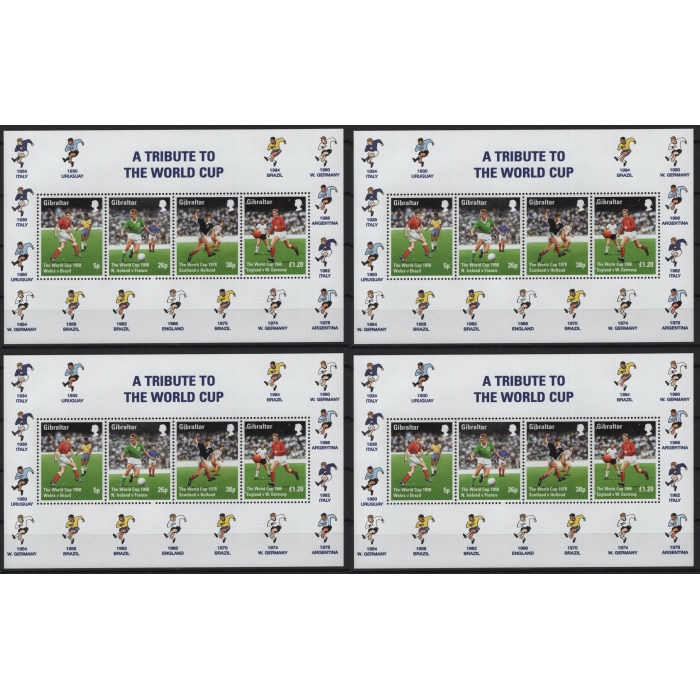 FUTBOL-1998 GIBRALTAR-4 ADET DAMGASIZ MNH BLOK