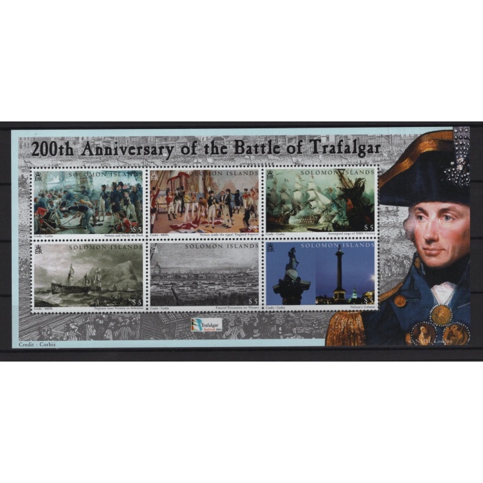 TRAFALGAR SAVAŞI-GEMİLER-TABLOLAR-2005 SOLOMON ISLANDS-DAMGASIZ MNH BLOK