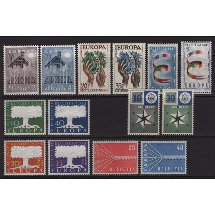 1957 AVRUPA CEPT-DAMGASIZ MNH TAM YIL SETİ (LÜKSEMBURG HARİÇ)