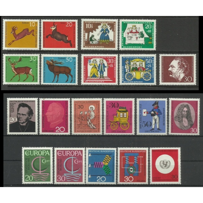 1966 ALMANYA-DAMGASIZ MNH TAM YIL SETİ-MICHEL KD: 40 EURO