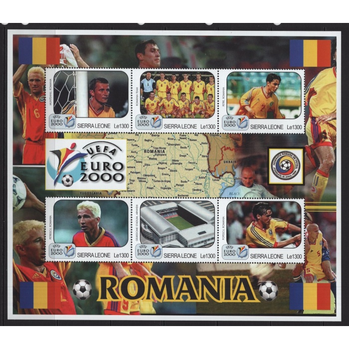 FUTBOL-ROMANYA MİLLİ TAKIMI-2000 SIERRA LEONE-DAMGASIZ MNH BLOK