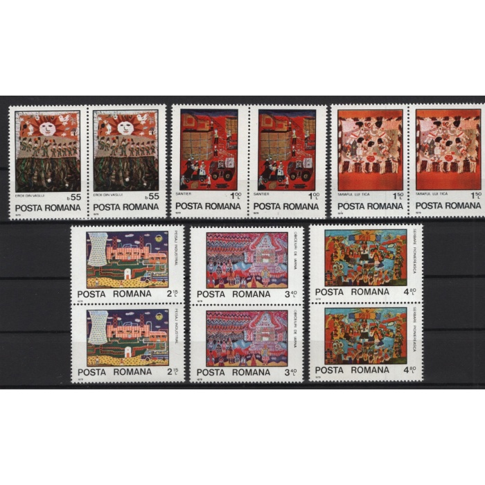 ÇOCUK TABLOLARI-1979 ROMANYA-DAMGASIZ MNH PER TAM SET