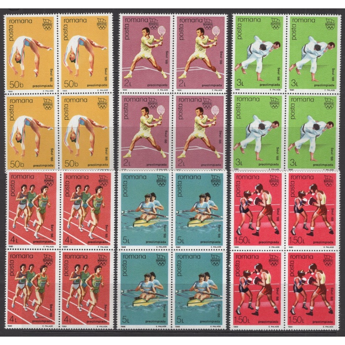 OLİMPİYATLAR-1988 ROMANYA-DAMGASIZ MNH 4LÜ BLOK TAM SET