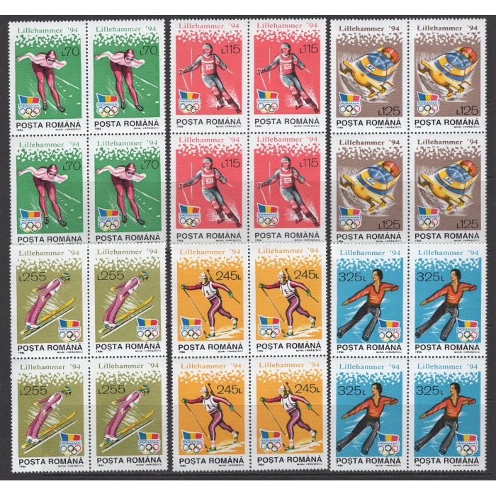 KIŞ OLİMPİYATLARI-1994 ROMANYA-DAMGASIZ MNH 4LÜ BLOK TAM SET