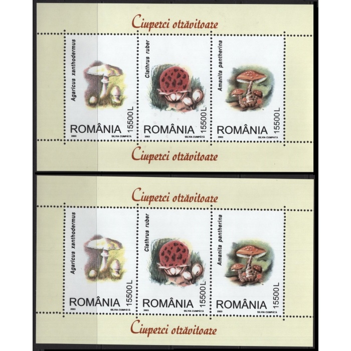 MANTARLAR-2003 ROMANYA-2 ADET DAMGASIZ MNH TAM SET