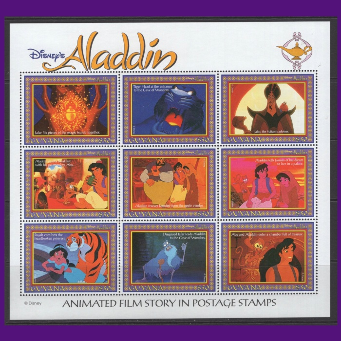 DİSNEY-ALADDIN-1993 GUYANA-DAMGASIZ MNH BLOK