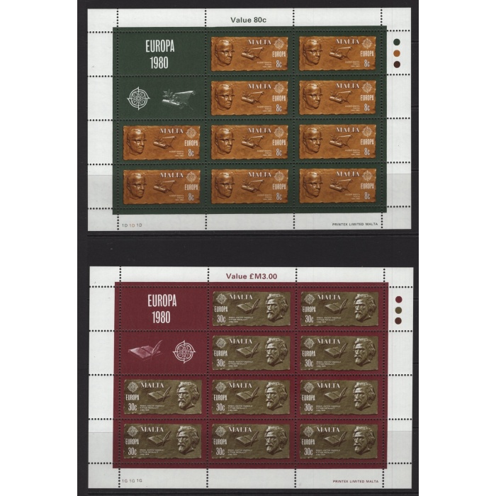 AVRUPA CEPT-1980 MALTA-DAMGASIZ MNH 10LU KLEINBOGEN TAM SET