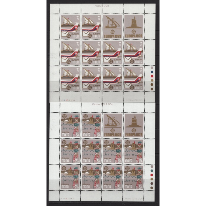 AVRUPA CEPT-1979 MALTA-DAMGASIZ MNH 10LU KLEINBOGEN TAM SET