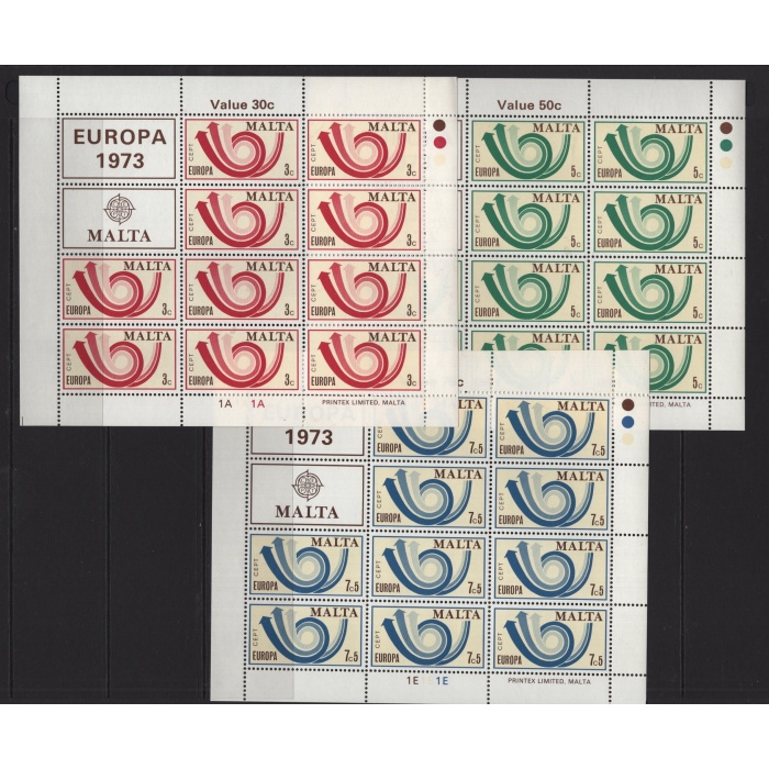 AVRUPA CEPT-1973 MALTA-DAMGASIZ MNH 10LU KLEINBOGEN TAM SET