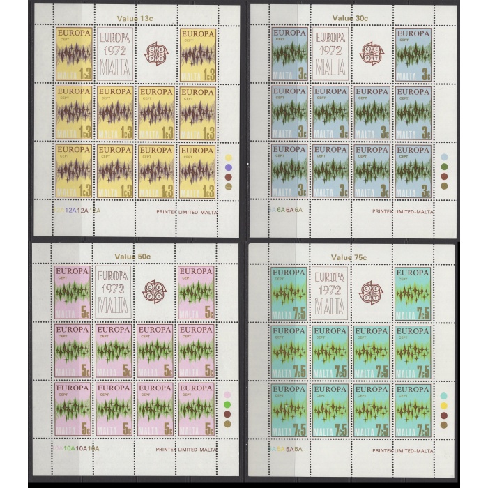 AVRUPA CEPT-1972 MALTA-DAMGASIZ MNH 10LU KLEINBOGEN TAM SET