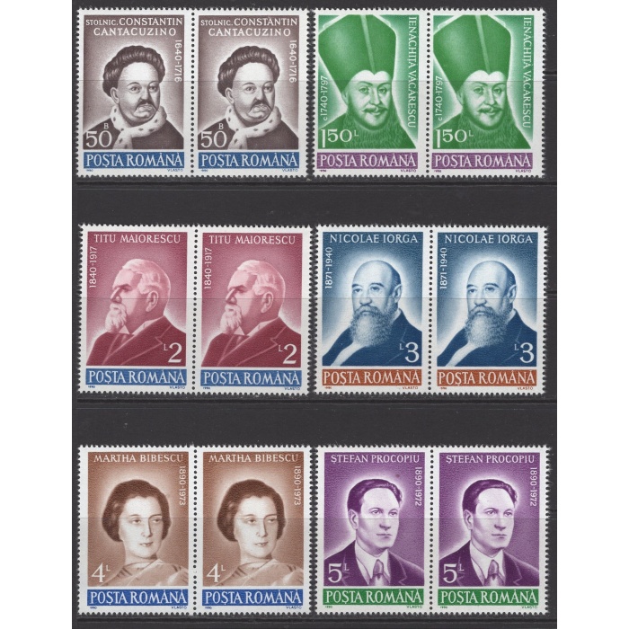 ÜNLÜLER-1990 ROMANYA-DAMGASIZ MNH PER TAM SET