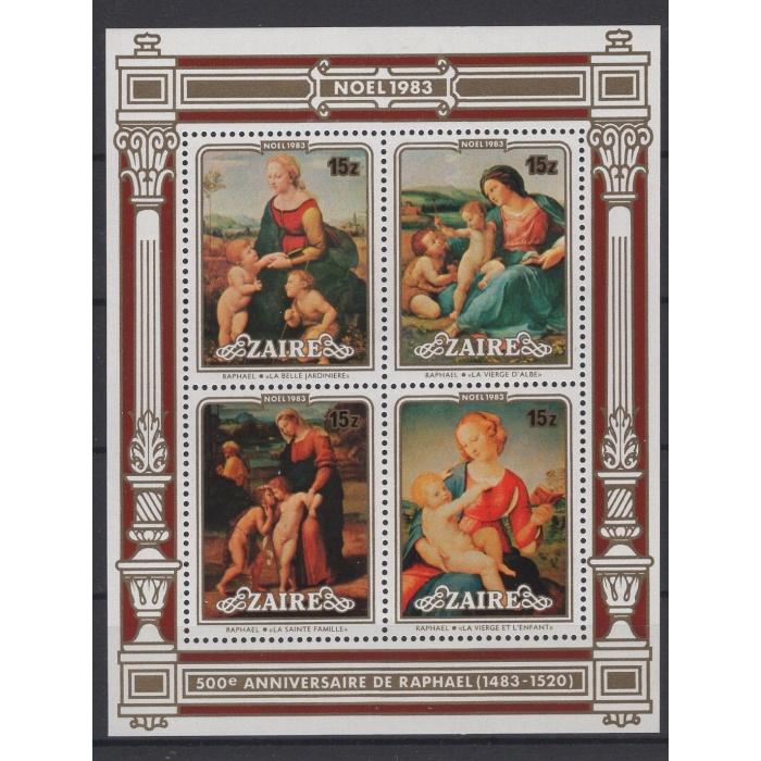 TABLOLAR-NOEL-1983 ZAIRE-DAMGASIZ MNH BLOK