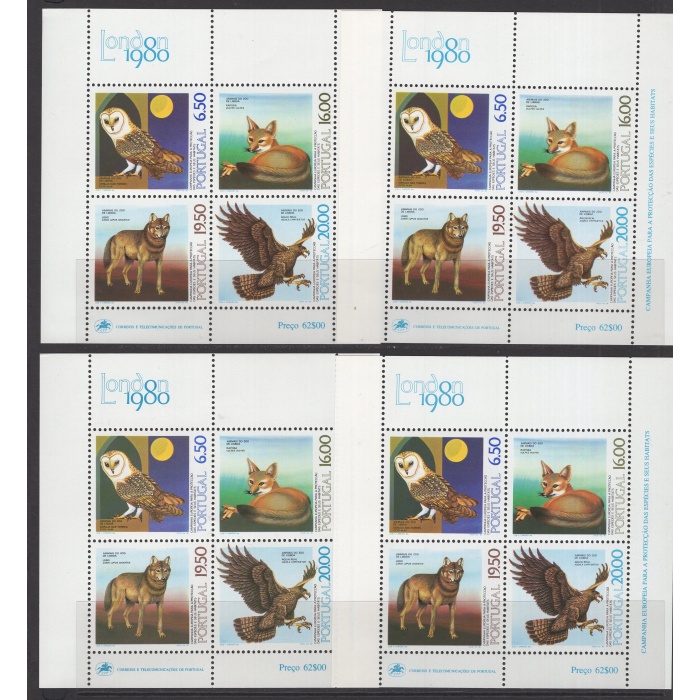 HAYVANLAR-1980 PORTEKİZ-4 ADET DAMGASIZ MNH BLOK