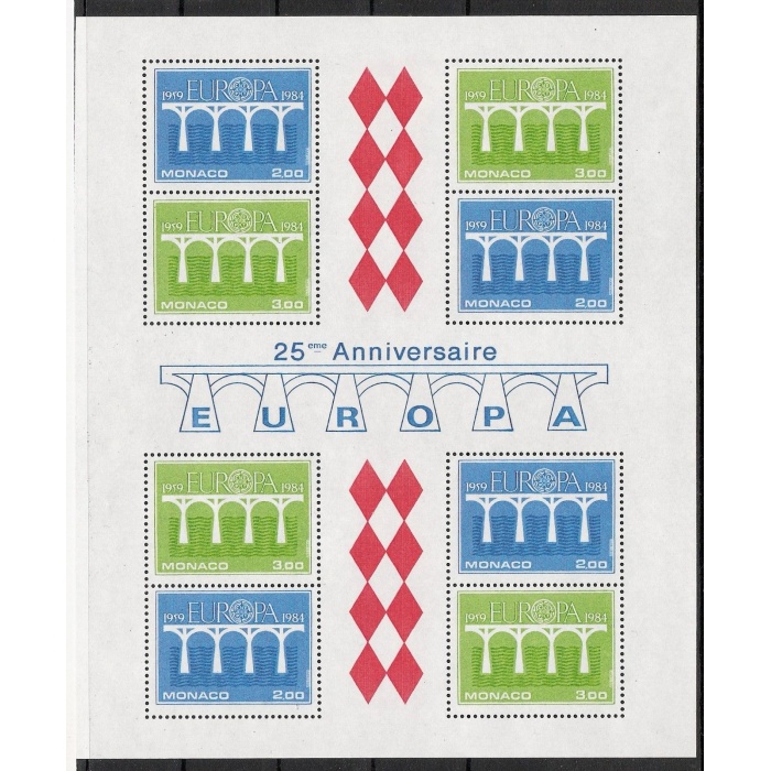 AVRUPA CEPT-1984 MONAKO-DAMGASIZ MNH BLOK