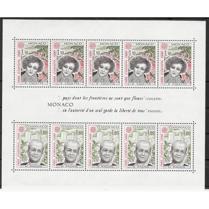 AVRUPA CEPT-1980 MONAKO-DAMGASIZ MNH BLOK