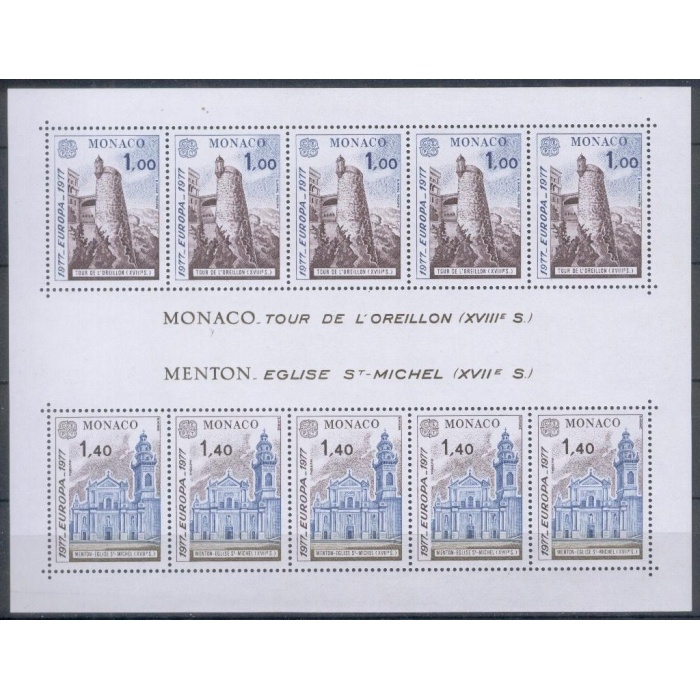 AVRUPA CEPT-1977 MONAKO-DAMGASIZ MNH BLOK
