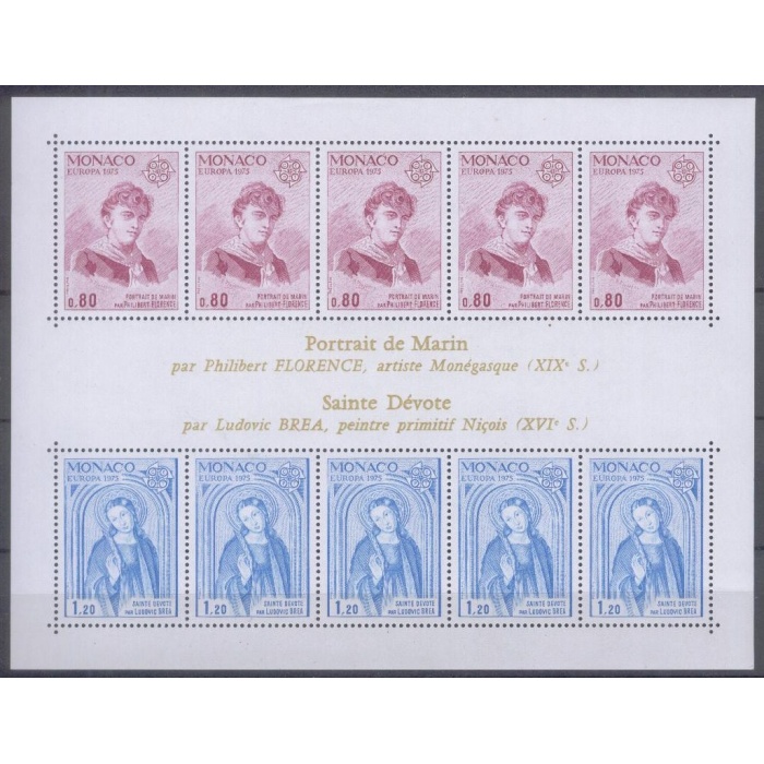 AVRUPA CEPT-1975 MONAKO-DAMGASIZ MNH BLOK