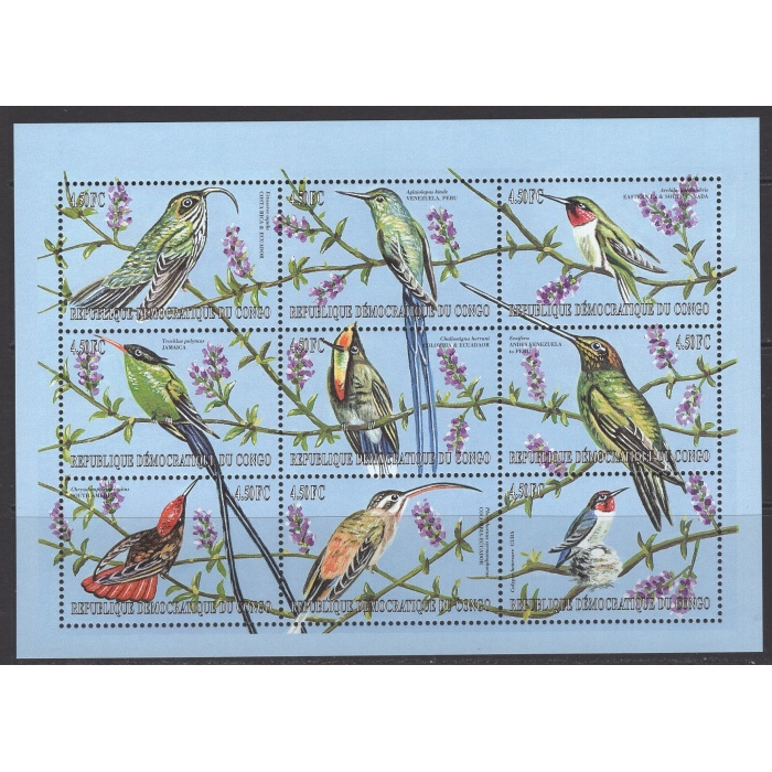 KUŞLAR-2000 KONGO/ ZAİRE-DAMGASIZ MNH BLOK