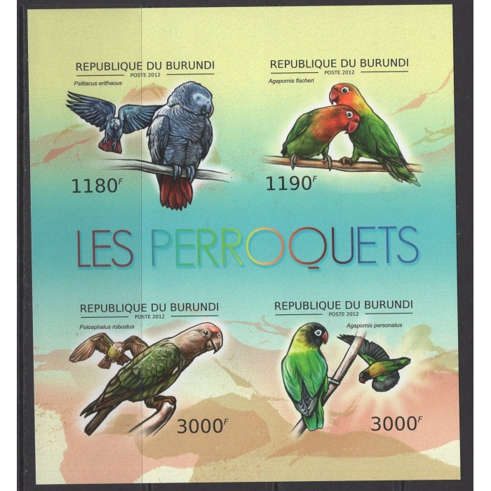 KUŞLAR-PAPAĞANLAR-2012 BURUNDI-DAMGASIZ MNH BLOK-DANTELSİZ