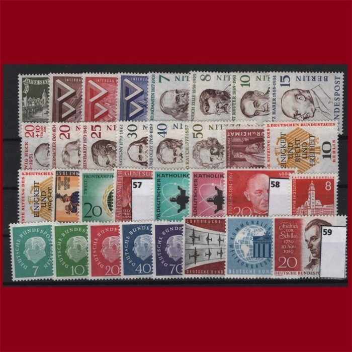 1957/ 1958/ 1959 BERLİN (# 159/ 190)-DAMGASIZ MNH TAM YIL SETLERİ