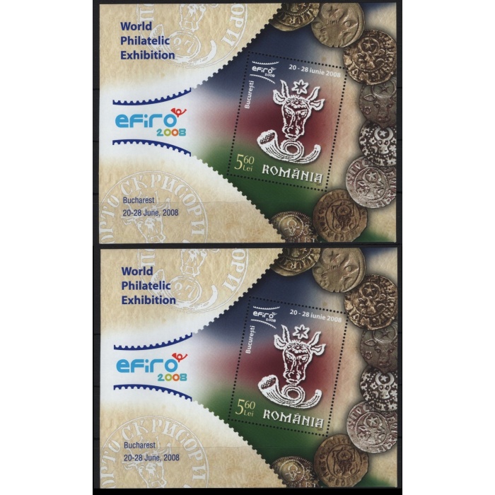 PUL SERGİSİ-2008 ROMANYA-2 ADET DAMGASIZ MNH BLOK