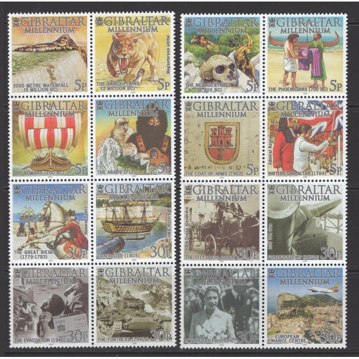 MİLENYUM-TARİHİ OLAYLAR-2000 GIBRALTAR-DAMGASIZ MNH TAM SET-NOMİNAL: £ 2.80