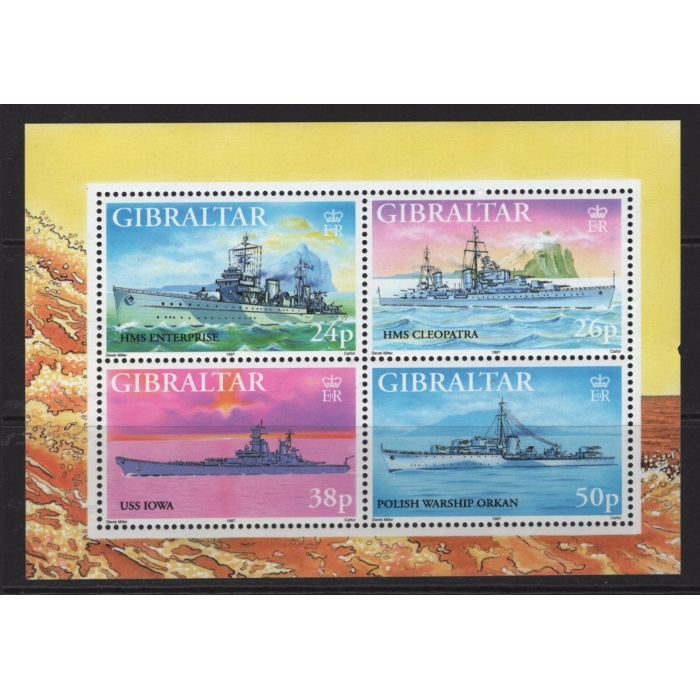 SAVAŞ GEMİLERİ-1997 GIBRALTAR-DAMGASIZ MNH BLOK-NOMİNAL: £ 1.48