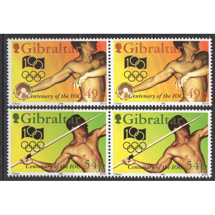 OLİMPİYATLAR-1994 GIBRALTAR-DAMGASIZ MNH PER TAM SET-NOMİNAL: £2.06