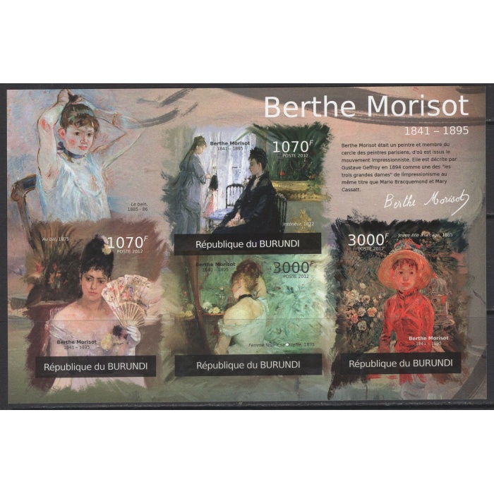 TABLOLAR-BERTHE MORISOT-2012 BURUNDI-DAMGASIZ MNH BLOK-DANTELSİZ