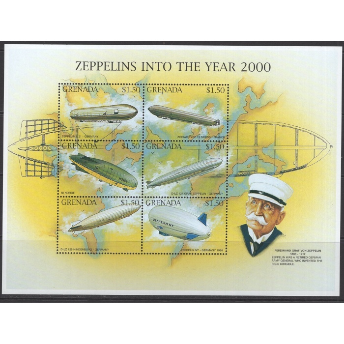 ZEPLİNLER-2000 GRENADA-DAMGASIZ MNH BLOK