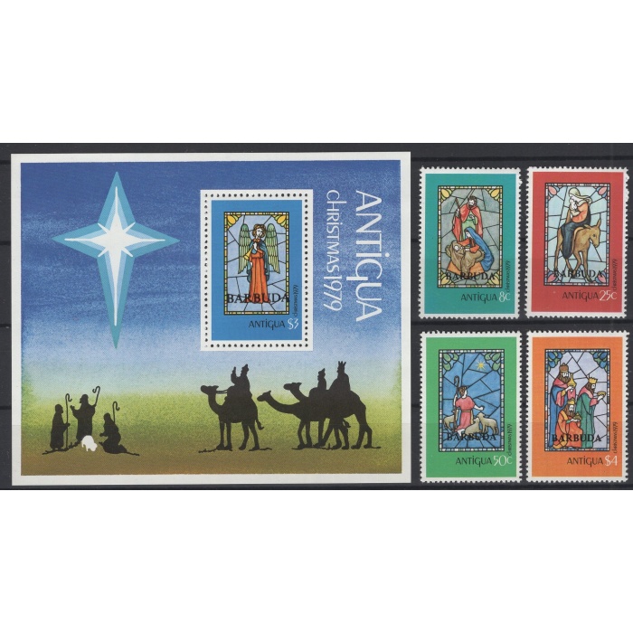 NOEL-VİTRAY SANATI-1979 ANTIGUA BARBUDA-DAMGASIZ MNH BLOK + TAM SET