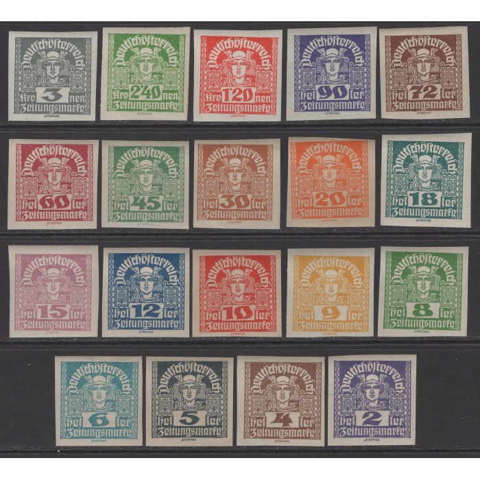 GAZETE PULLARI-1920 AVUSTURYA-DAMGASIZ MNH TAM SET-DANTELSİZ