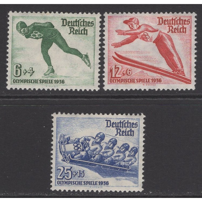 KIŞ OLİMPİYATLARI-1935 REICH-DAMGASIZ MLH TAM SET (ÇOK HAFİF ŞARNİYER İZLİ)-MNH İÇİN MICHEL KD: 65 EURO