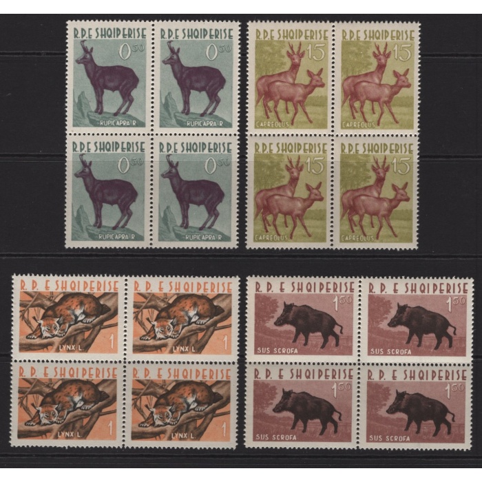 HAYVANLAR-1962 ARNAVUTLUK-DAMGASIZ MNH 4LÜ BLOK TAM SET-MICHEL KD: 100 EURO
