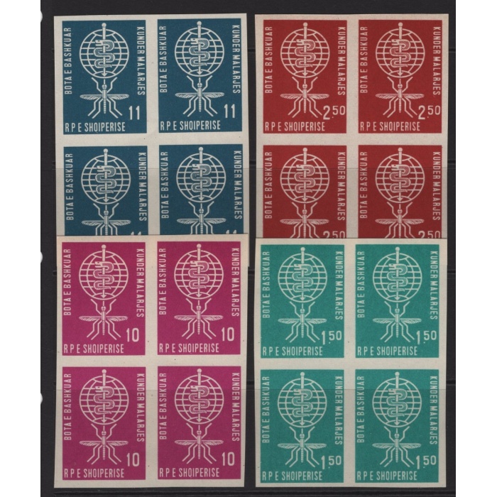 SITMAYLA MÜCADELE-1962 ARNAVUTLUK-DAMGASIZ MNH 4LÜ BLOK DANTELSİZ TAM SET-MICHEL KD: 100 EURO