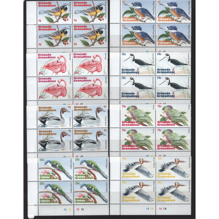 KUŞLAR-1995 GRENADA GRENADINES-DAMGASIZ MNH 4LÜ BLOK TAM SET-YÜKSEK KD