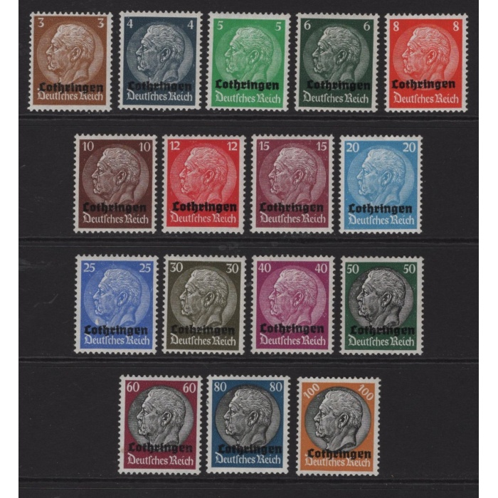 HİTLERİN FRANSA İŞGALİ-HINDENBURG SÜREKLİ SERİ-1940 LOTHRINGEN-DAMGASIZ MNH TAM SET