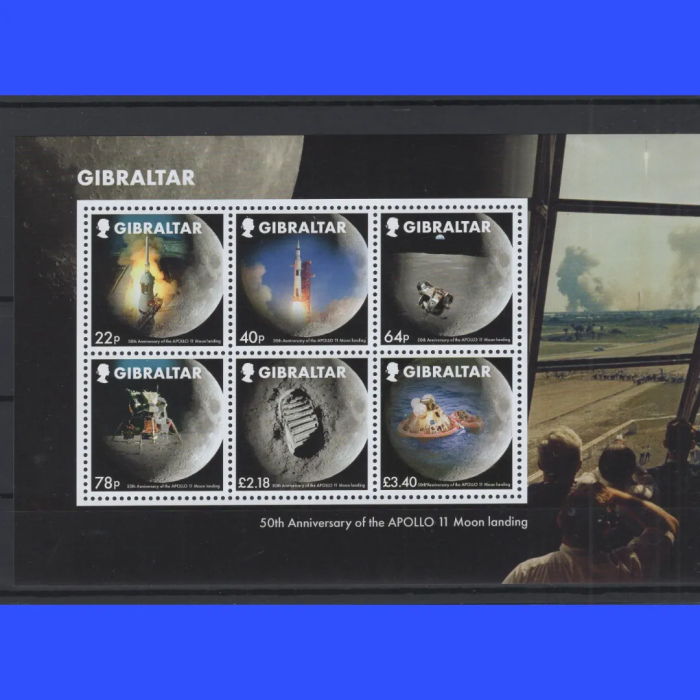 UZAY-APOLLO 11-2019 GIBRALTAR-DAMGASIZ MNH BLOK-NOMİNAL: £ 7.70