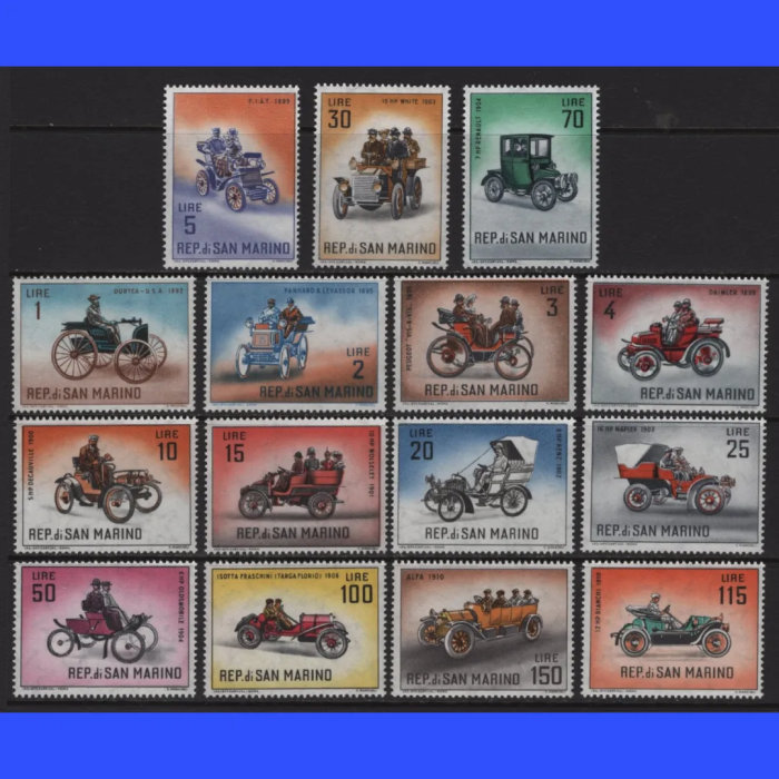 KLASİK OTOMOBİLLER-1962 SAN MARINO-DAMGASIZ MNH TAM SET